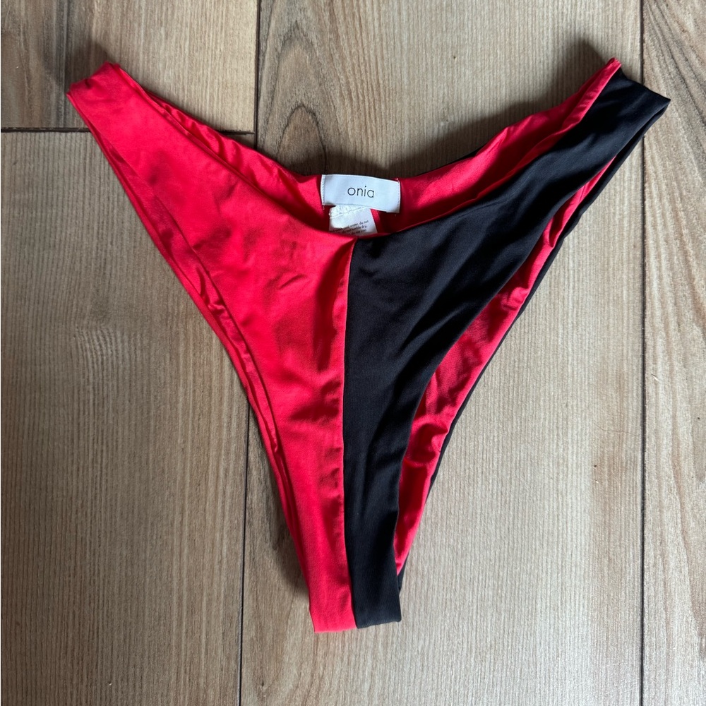 Onia High Waisted Black/Red Bikini Bottom